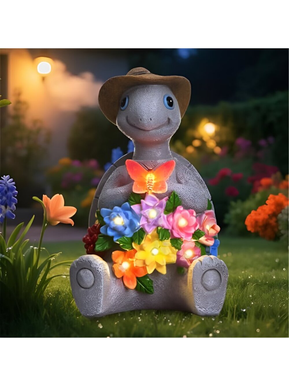 Solar Garden Outdoor Statues Turtle with 8 LED Lights, Yard Decor Tortoise